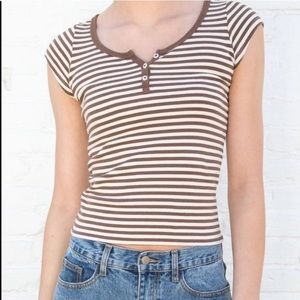 Brandy Melville Zelly Brown Stripe Shirt
